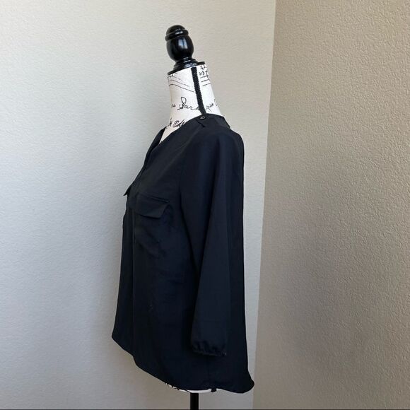 Monteau Black Semi Sheer High-Low Blouse Size M - Picture 5 of 16